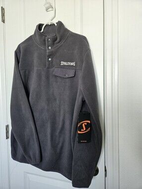 NWT Spalding Men's Fleece Pullover Sweater Charcoal Gray Sz S Or M